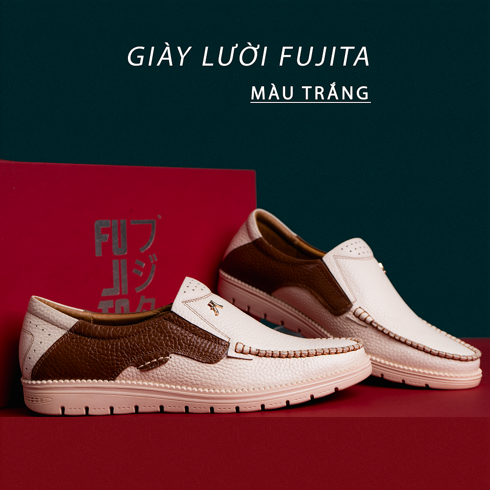 Giày lười nam TRắng FUJITA